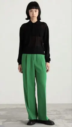 美品　エディション　グリーン ワイドパンツ