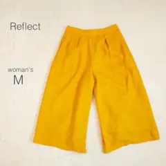 リフレクト ガウチョパンツ ウエストゴム ワイド スカウチョ 黄色【M】美品