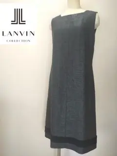 【美品】ランバン 麻混　ワンピース　ノースリーブ　イタリア生地