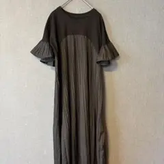 KURIKA黒のフリル袖ロングワンピース