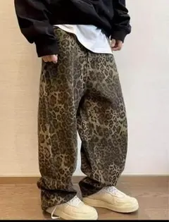 新品未使用 レオパード柄ワイドパンツ XXL