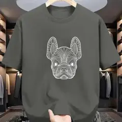 カラフルな犬『グレー 4L』フレンチブルドッグ プリントTシャツ 速乾 涼しい