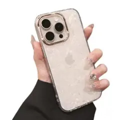 iPhone 13・14用 パール シェル ラメ クリアケース 上品ケース