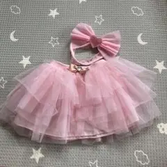 ベビー　たチュールスカート　ヘアバンド　ハート　ピンク　誕生日　リボン