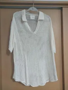 【SALL】NOBLE casa fine アイボリー メッシュ編みシャツ