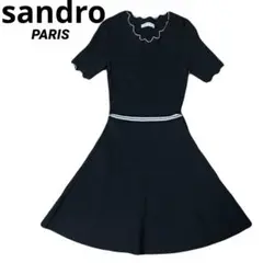 SANDRO PARIS 半袖 ニット ワンピース ブラック