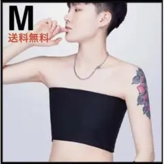 3段フォック調整【黒M】ナベシャツ ベアトップ さらし 胸つぶし 男装 コスプレ