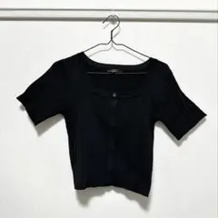 GORGE ケーブルニット 黒 F 半袖 夏服