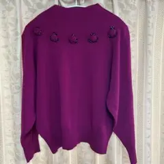 【値下げ】紫 バラモチーフ 長袖ニット cemotivo