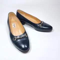 セリーヌ チャンキーヒールパンプス ビットローファー パテントレザー