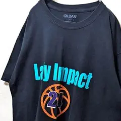 ギルダン レディインパクト24 ロゴ Tシャツ ブラック 黒 L 古着