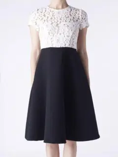 美品 ヨーコチャン 花柄 レース Aライン ドッキングワンピース フレア L