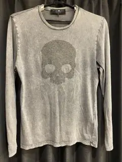 HYDROGEN スカルプリント 長袖Tシャツ グレー