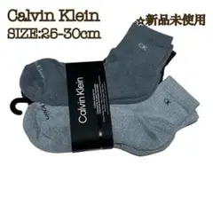 【新品】カルバンクライン 6足 メンズソックス 25〜30cm CKロゴ グレー