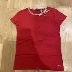 Burberry チェック柄襟 レッドTシャツ160cm