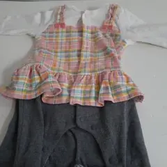 【まとめ買い対象品】チェック柄ロンパース 80cm