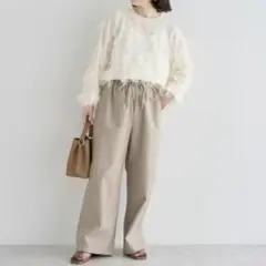 綿麻混イージーワイドパンツ