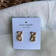 【KATE SPADE】 可愛い ネコ ピアス ゴールド