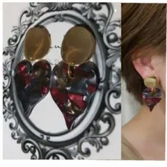 823＊メタルゴールド くすみカラー ハート 大人可愛い 高見え プチプラ 上品