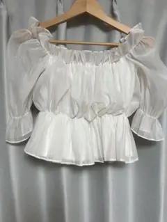GRL オフショルダー フリルブラウス ホワイト