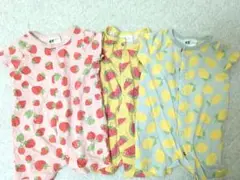 H&M フルーツ柄ロンパース3点セット 62