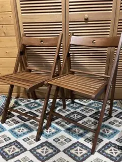 美品❗️ IKEA 折り畳みチェア 木製 2脚セット