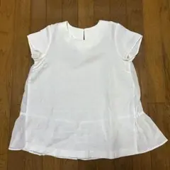 ホワイト 半袖 フレア裾 Tシャツ