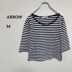 ARROW ネイビーとホワイトストライプ 七部ロンTシャツ Mサイズ