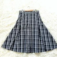 【美品】YOSHIE INABA　フレアスカート　ロング　チェック　タック