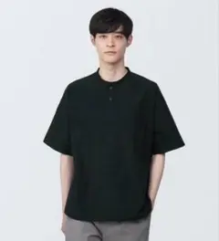 無印良品　紳士　涼感ヘンリーネック半袖布帛Ｔシャツ Mサイズ　黒