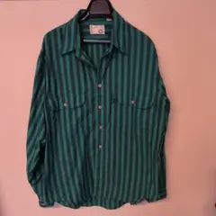 LEVI'S シルバーラベル 長袖シャツ グリーンストライプ