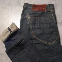 美品 JOHNBULL デニムパンツ 濃紺 赤耳 フライボタン Mサイズ