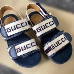 グッチGUCCI ネイビー サンダル キッズ 27 17.3 美品