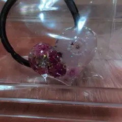 【新品未使用】ハンドメイド　ハート型レジンヘアゴム　121