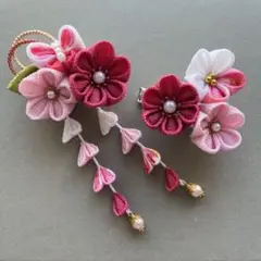 【109】つまみ細工　髪飾り　七五三　浴衣着物 ピンク