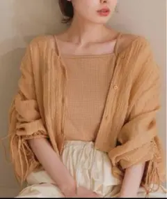 Kastane シアーワッシャードロストシャツ オレンジ