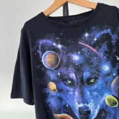 USA古着　プラネット・ウルフ　ビンテージTシャツ　惑星　狼　アニマル　宇宙