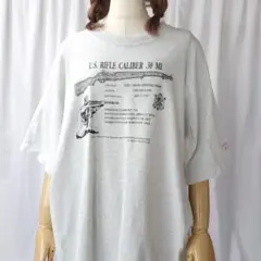 90s USA製 used XLフルーツオブザルーム ライフル銃 半袖 Tシャツ