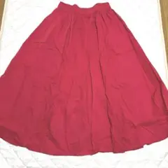 (新品未使用品)レッド　赤　インド綿　ロングスカート　ポケット　総ゴム