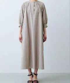 フェリシモIEDIT バンドカラー　ロングワンピース