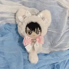 ちびぐるみ 10cm～12cm ぬい服 猫 白 ピンク