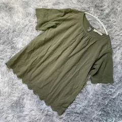 CROCODILE クロコダイル 裾レース半袖カットソー カーキ サイズM