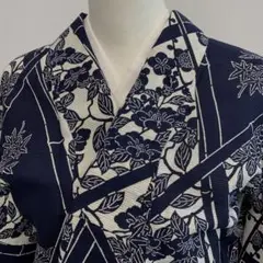 綿絽 浴衣 本染 白 紺
