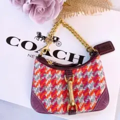 レア☆美品 COACHコーチ コインケース 小物入れ ツイード ゴールド金具