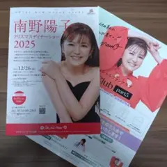 南野陽子/2025ディナーショー・ファンクラブ入会/チラシ・リーフレット