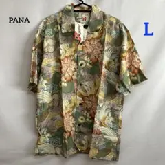 B5 PANA パナ 和柄 沖縄かりゆし アロハシャツ 半袖 レーヨン L