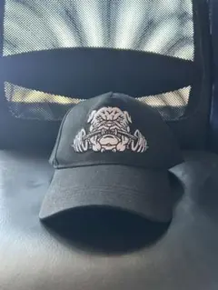 ブルドック　刺繍　黒キャップ　スナップバック　ストリート