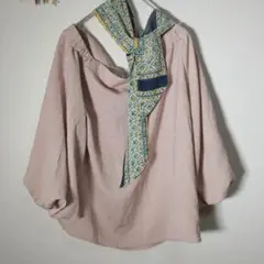 オフショルダーパフスリーブ スカーフ CA 花柄 サイズL ピンク