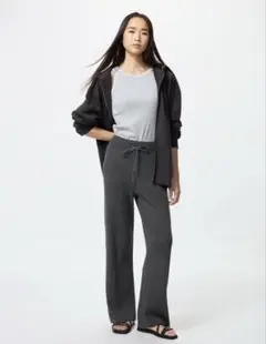 2 ユニクロ　ウォッシャブルニットリブパンツ　丈長め　XXL