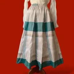 ◎vintage シャカシャカロングフレアスカート グリーン 大判チェック